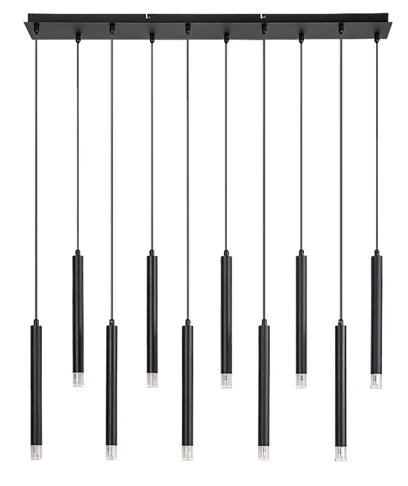 Ramira – модерен LED пендел в черно с прозрачни абажури, 960мм, 10×G9