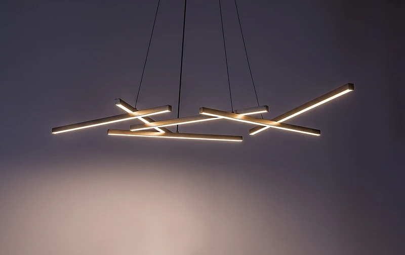 Severine – LED pendant in black/gold with white shade, 1000×660mm, 40W, 3000-6500K