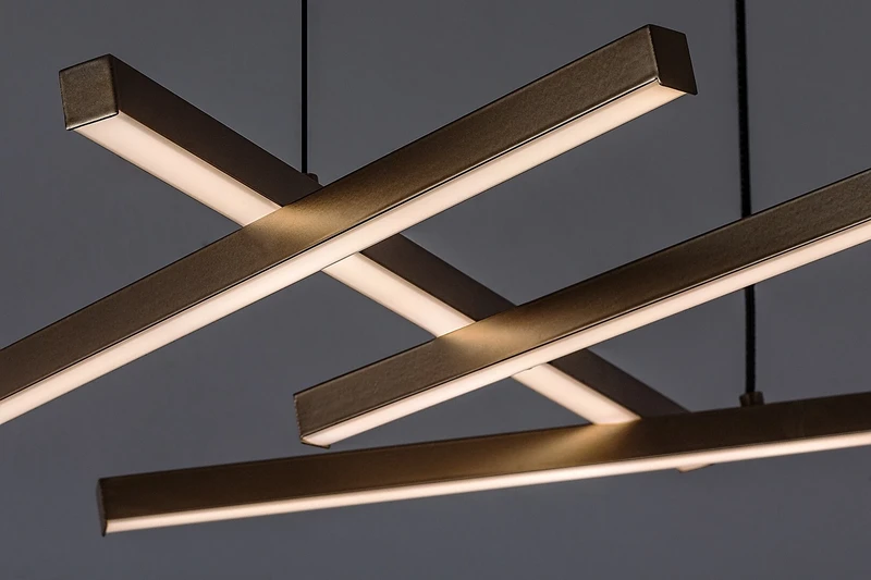 Severine – LED pendant in black/gold with white shade, 1000×660mm, 40W, 3000-6500K