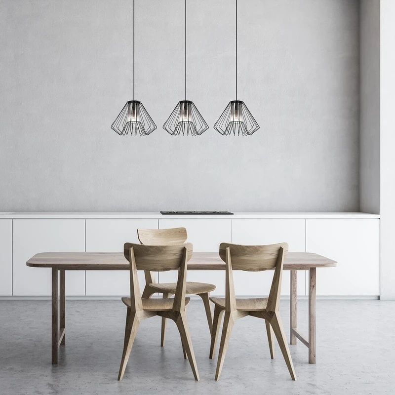 Emerencia – industrial pendant in black with smoked glass, 3×E27, 950mm