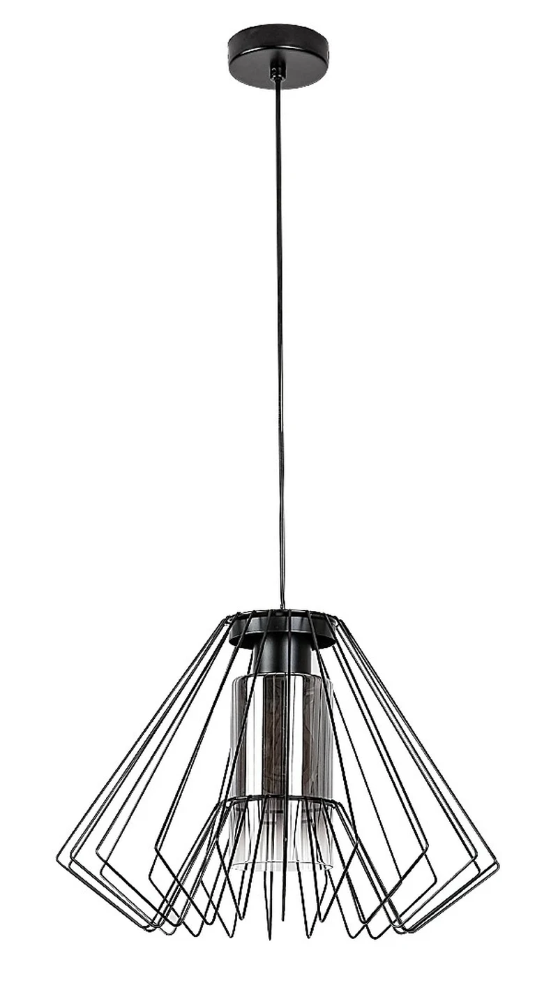 Emerencia – industrial pendant in black with smoked glass, Ø400mm, 1×E27