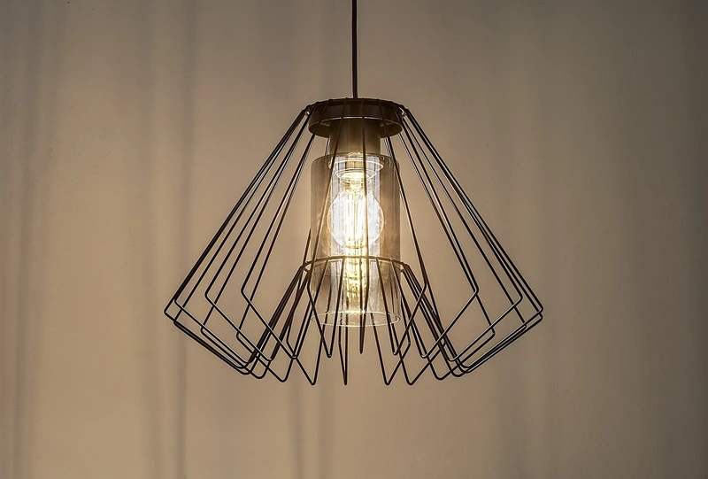 Emerencia – industrial pendant in black with smoked glass, Ø400mm, 1×E27