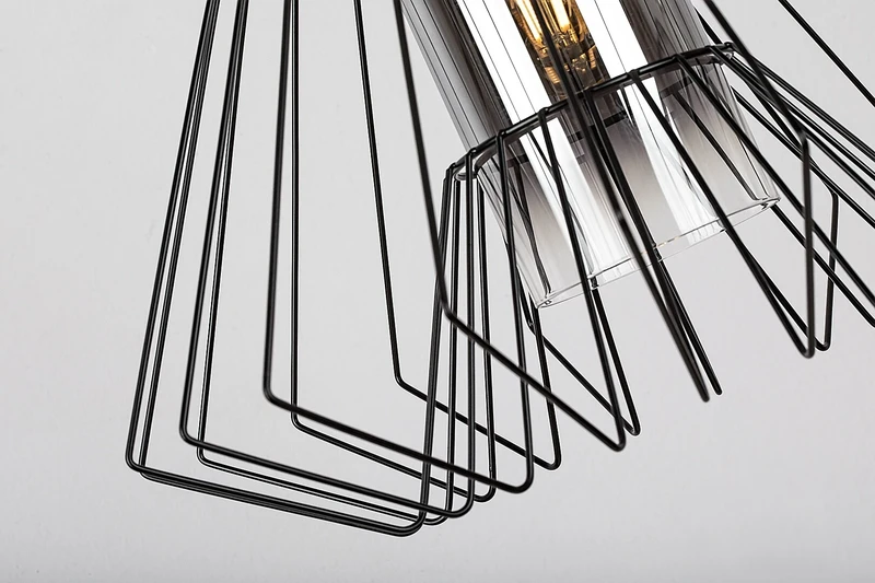 Emerencia – industrial pendant in black with smoked glass, Ø400mm, 1×E27