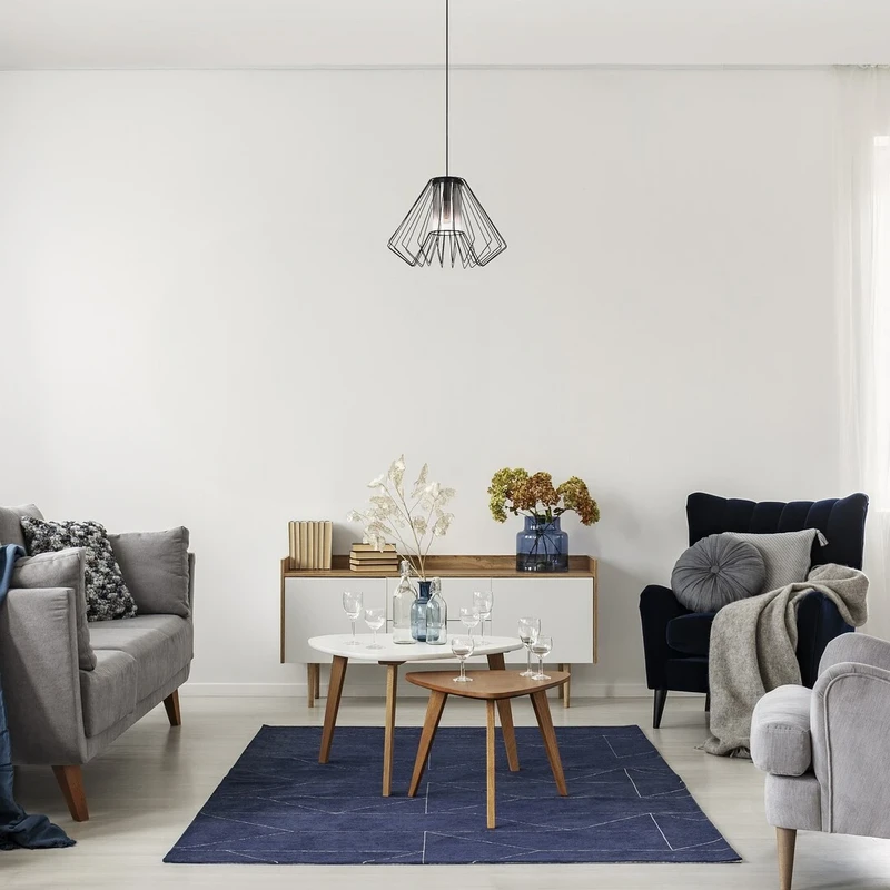 Emerencia – industrial pendant in black with smoked glass, Ø400mm, 1×E27