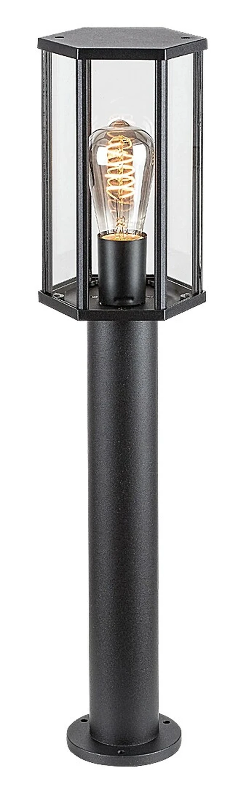 Dubrovnik – classic garden lamp in black matt, Ø130mm, H650mm, 1×E27, IP44
