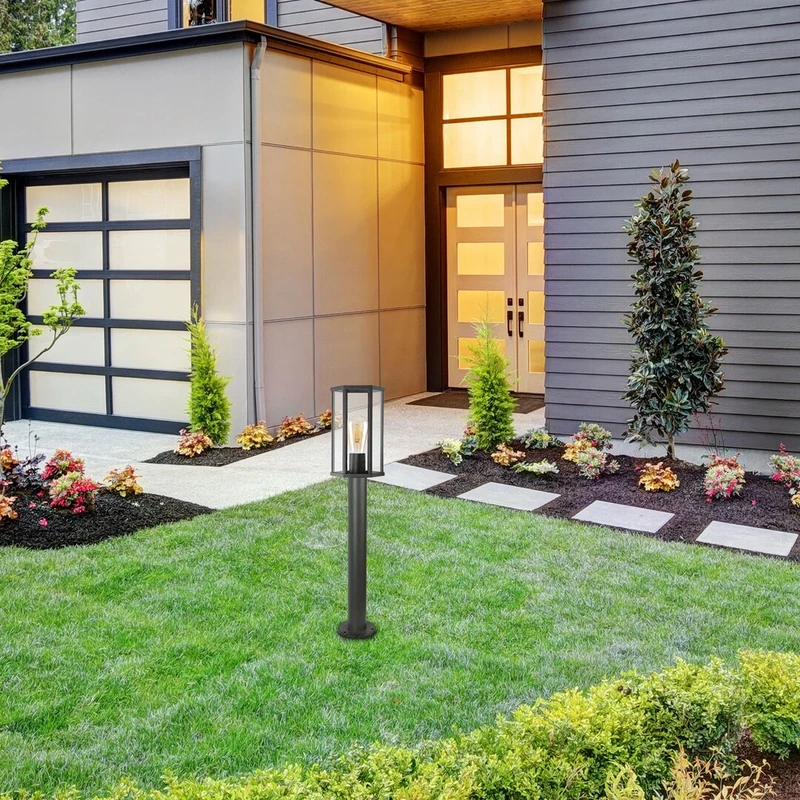 Dubrovnik – classic garden lamp in black matt, Ø130mm, H650mm, 1×E27, IP44
