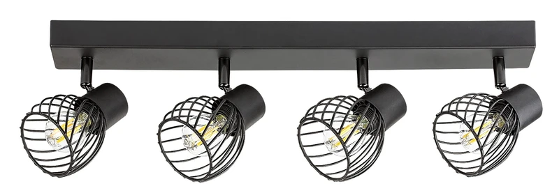 Aberama – industrial spotlight in black, 4×E14, 545mm, IP20