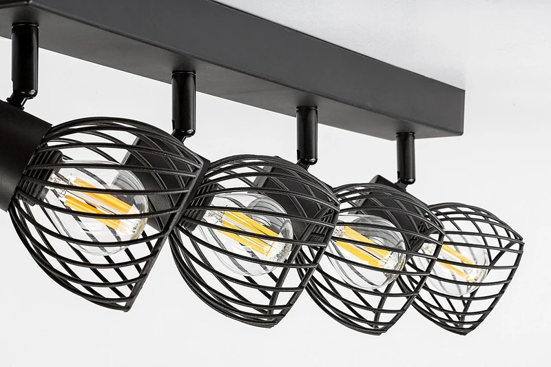 Aberama – industrial spotlight in black, 4×E14, 545mm, IP20