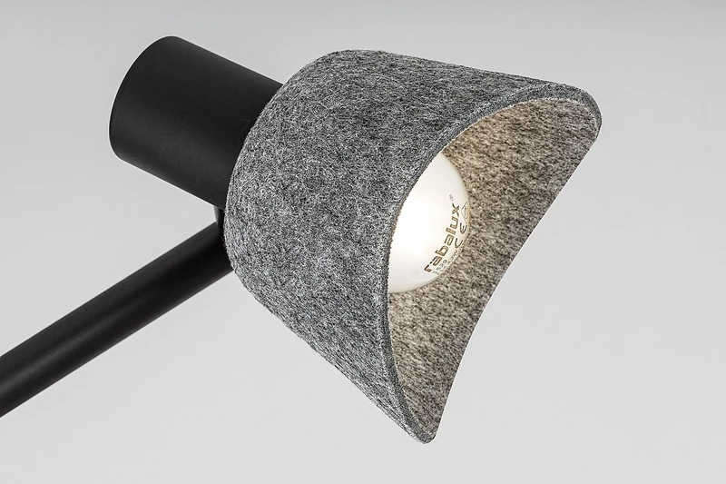 Farelia – modern ceiling light in black with grey felt shades, 570mm, 4×E14