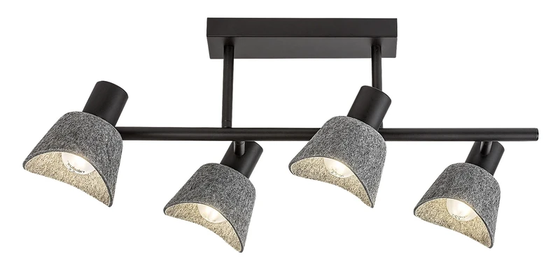 Ceiling Lights Farelia – modern ceiling light in black with grey felt shades, 570mm, 4×E14