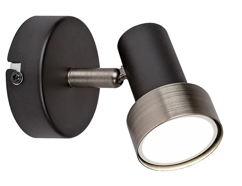Spotlights Konrad – LED spotlight in black matt with silver shade, Ø55mm, 1×GU10