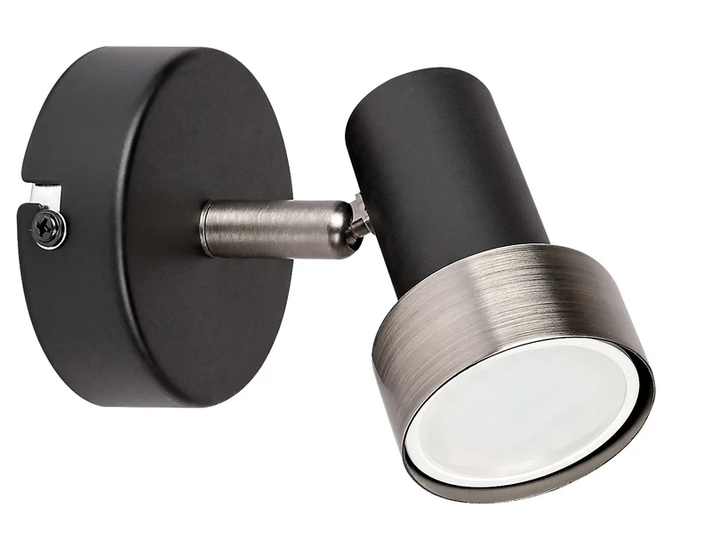 Konrad – LED spotlight in black matt with silver shade, Ø55mm, 1×GU10