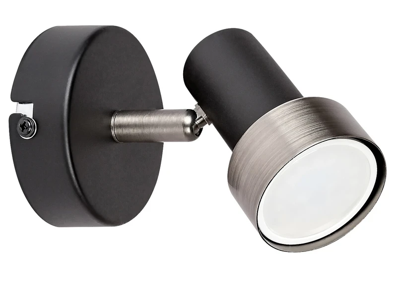 Konrad – LED spotlight in black matt with silver shade, Ø55mm, 1×GU10