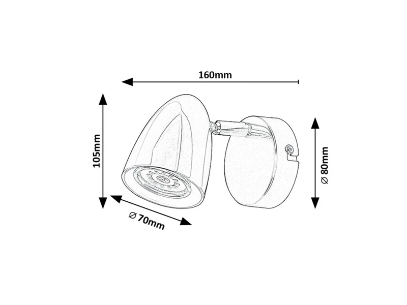Perico – modern wall light in black, Ø70mm, 1×GU10, IP20