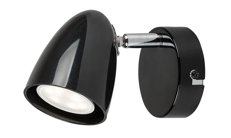Perico – modern wall light in black, Ø70mm, 1×GU10, IP20
