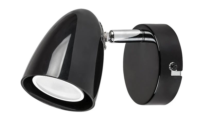 Perico – modern wall light in black, Ø70mm, 1×GU10, IP20