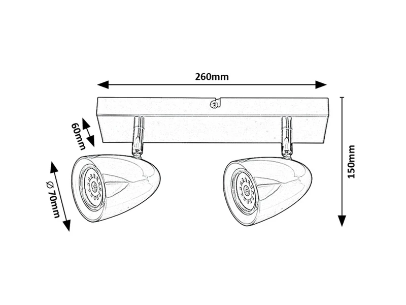 Perico – modern LED spotlight in black, 2×GU10, 260mm, IP20