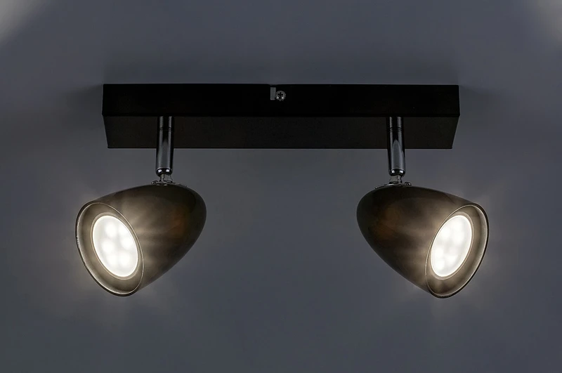 Perico – modern LED spotlight in black, 2×GU10, 260mm, IP20