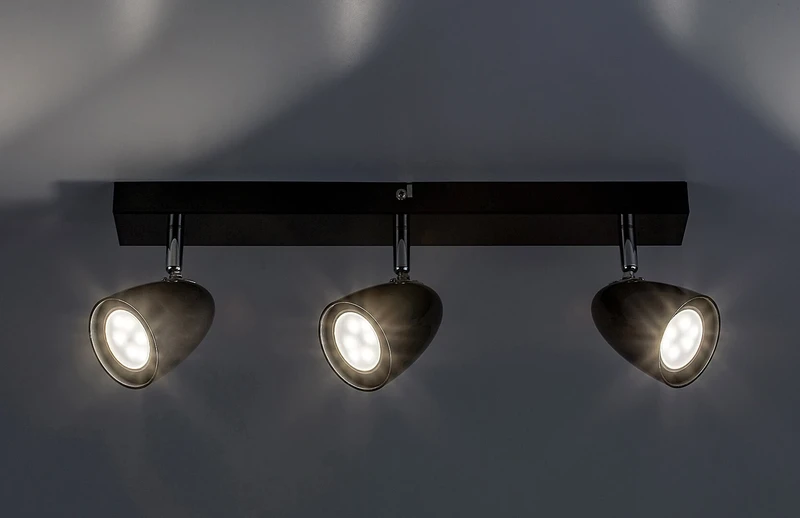 Perico – modern ceiling light in black, 3×GU10, 430mm, IP20