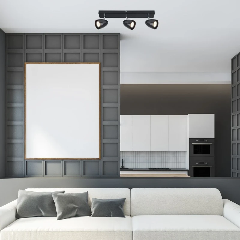 Perico – modern ceiling light in black, 3×GU10, 430mm, IP20