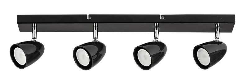 Perico – LED плафон с 4 спота в черно, 600мм, 4×GU10, IP20