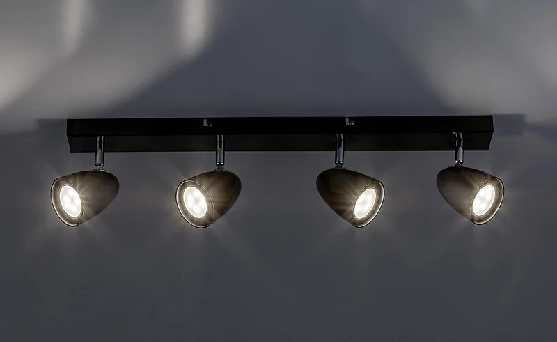 Perico – LED плафон с 4 спота в черно, 600мм, 4×GU10, IP20