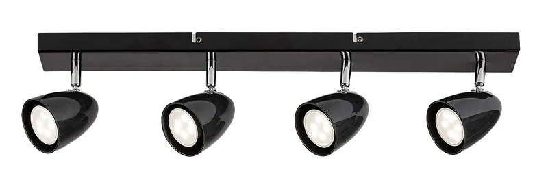 LED плафони Perico – LED плафон с 4 спота в черно, 600мм, 4×GU10, IP20