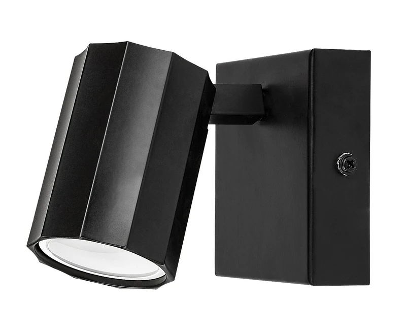 Rogelio – modern LED wall light in black matt, Ø50mm, 1×GU10, IP20