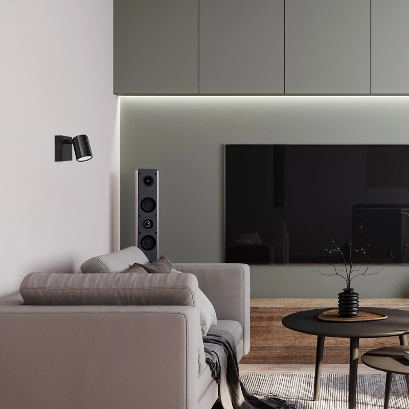 Rogelio – modern LED wall light in black matt, Ø50mm, 1×GU10, IP20