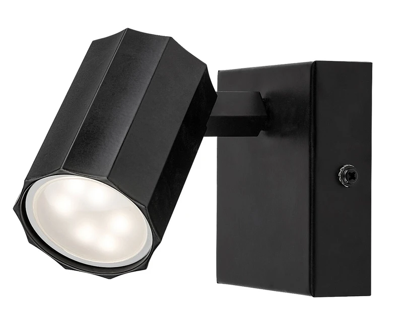 Wall Lights Rogelio – modern LED wall light in black matt, Ø50mm, 1×GU10, IP20