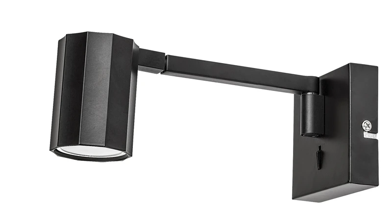 Karter – LED аплик в черен мат с регулируемо рамо, Ø50мм, 1×GU10, с ключ