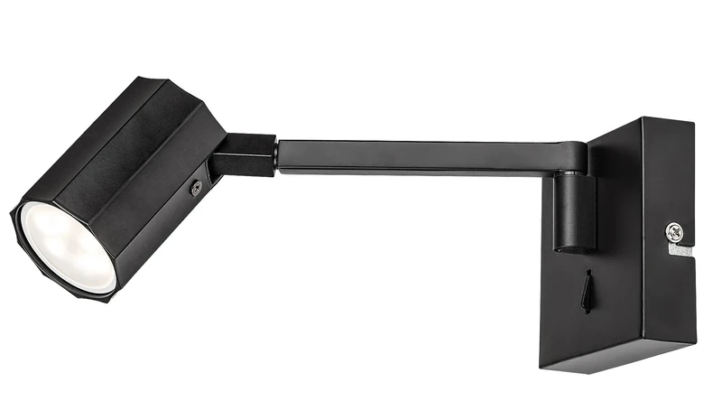 Karter – LED аплик в черен мат с регулируемо рамо, Ø50мм, 1×GU10, с ключ
