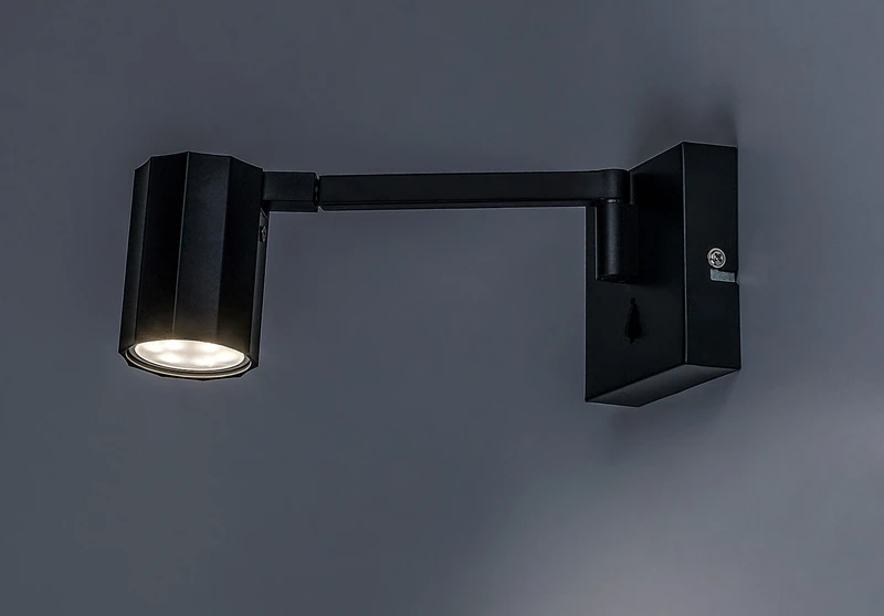 Karter – LED аплик в черен мат с регулируемо рамо, Ø50мм, 1×GU10, с ключ