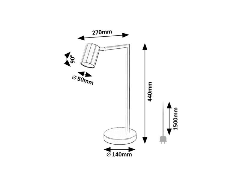 Karter – modern table lamp in black matt, 270×440mm, 1×GU10
