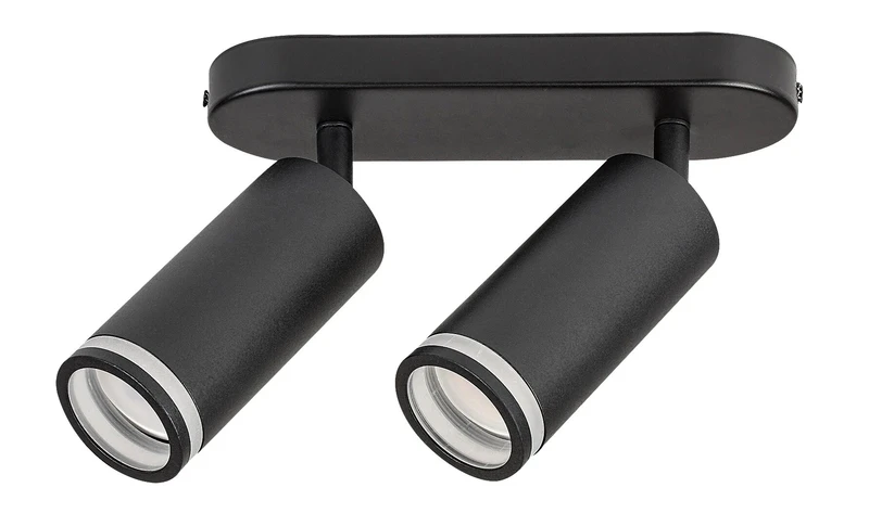 Senobia – modern ceiling light with 2 spotlight in black/white, 220mm, 2×GU10