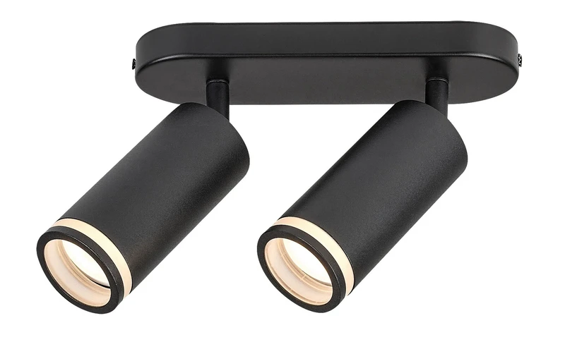 Ceiling Lights Senobia – modern ceiling light with 2 spotlight in black/white, 220mm, 2×GU10