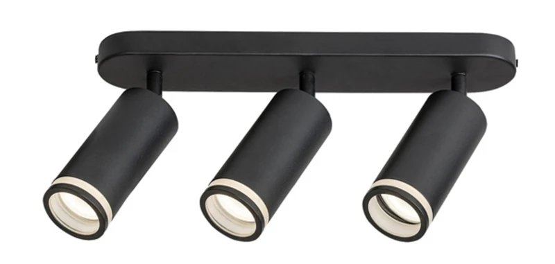 LED плафони Senobia – LED плафон с 3 спота в черно/бяло, 350мм, 3×GU10