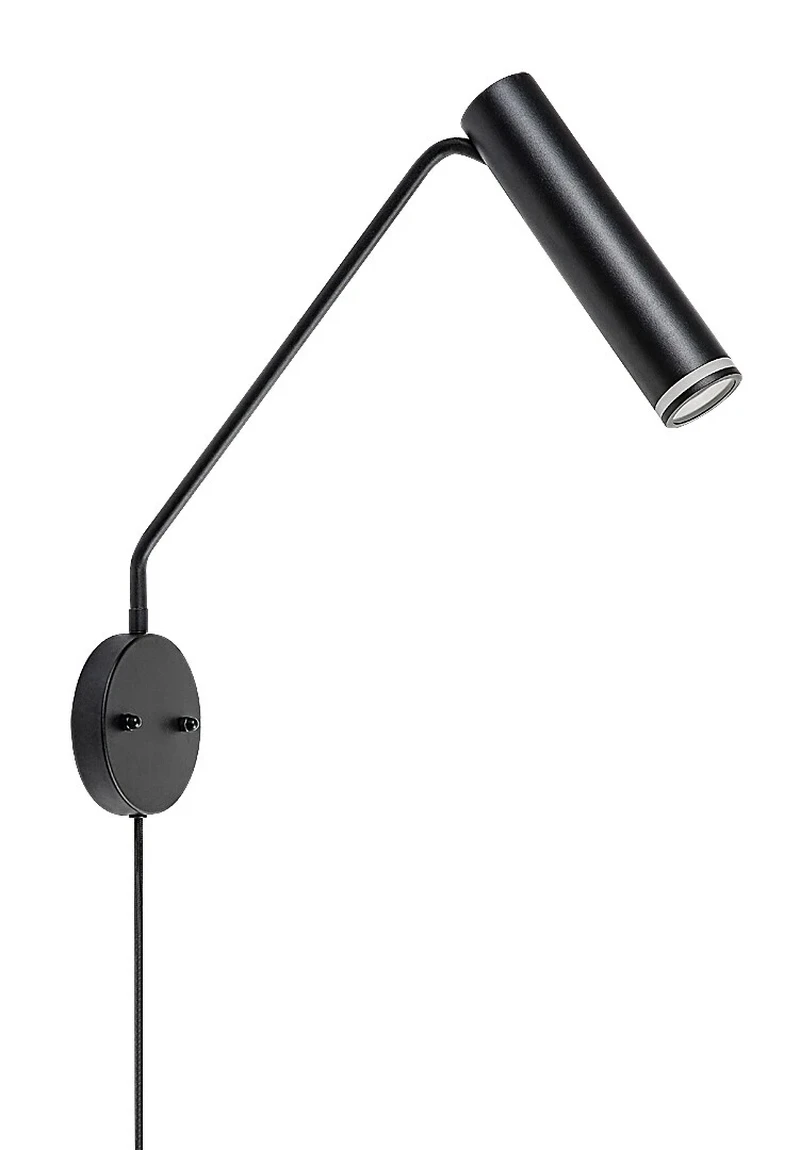 Senobia – modern wall light in black with white acrylic shade, Ø55mm, 1×GU10