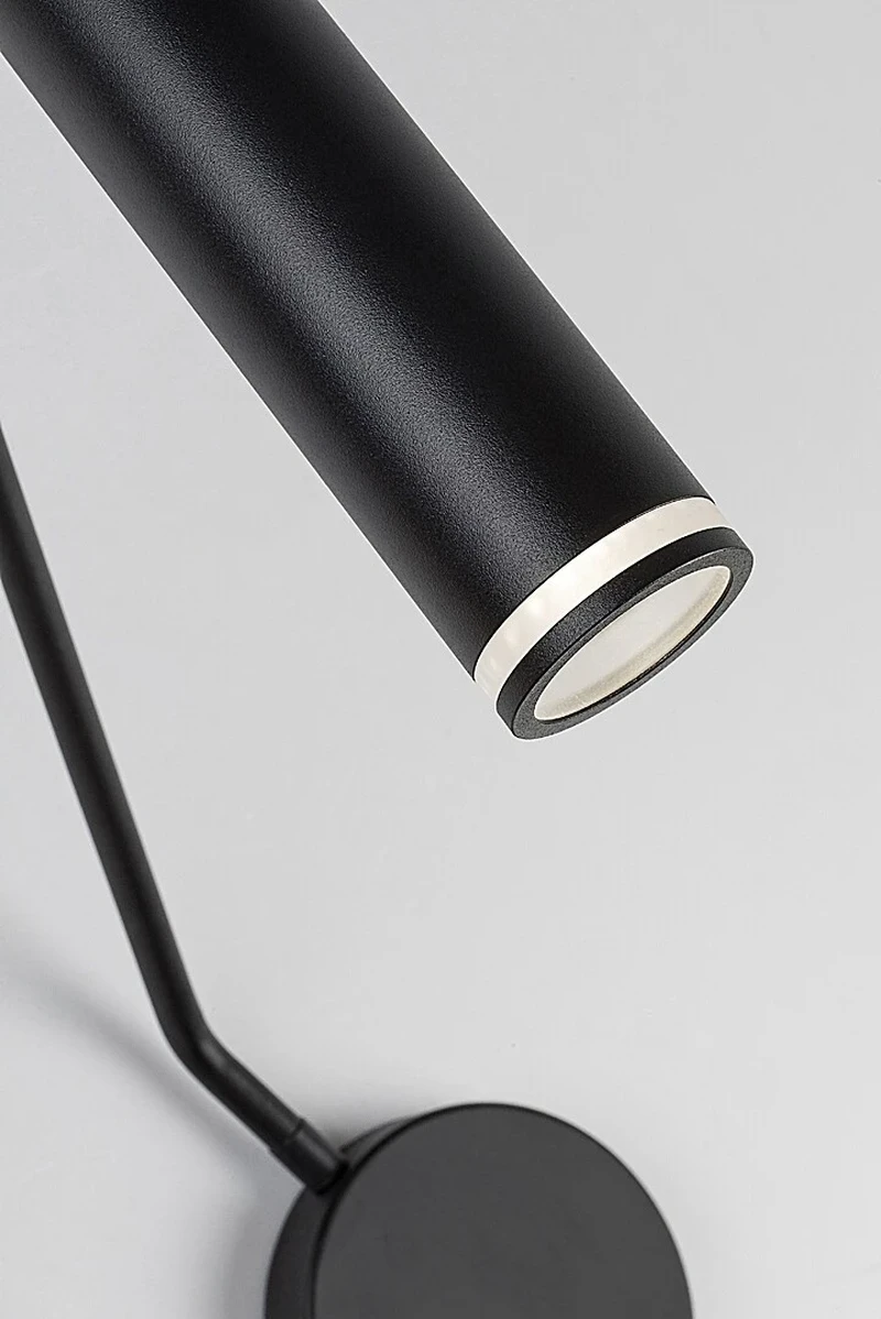 Senobia – modern wall light in black with white acrylic shade, Ø55mm, 1×GU10