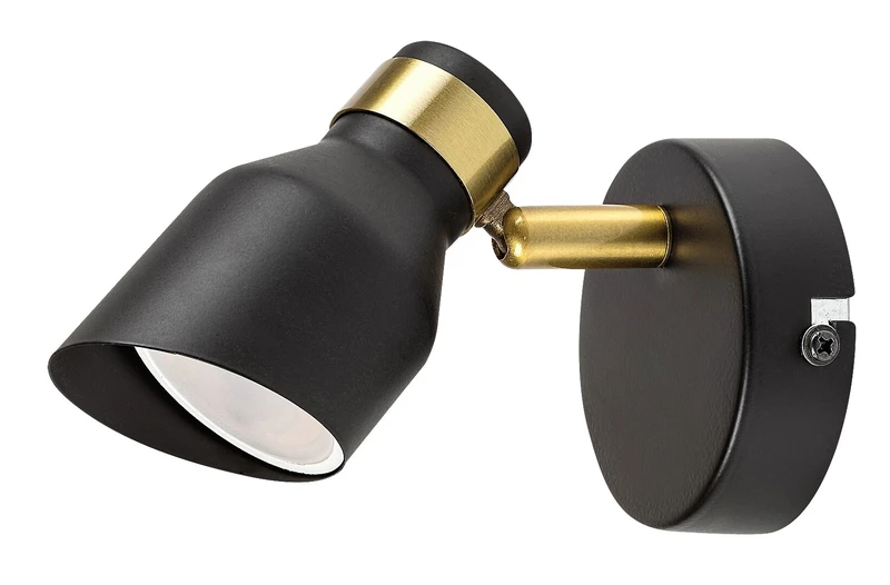 Lilou – modern wall light in gold and black matt, Ø55mm, 1×GU10