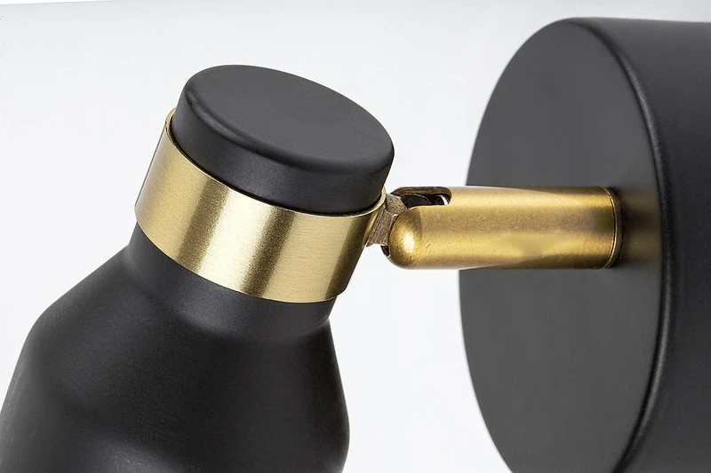 Lilou – modern wall light in gold and black matt, Ø55mm, 1×GU10