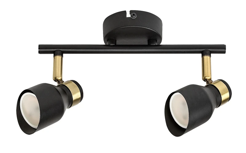 Lilou – modern ceiling light in black matt with gold elements, 250mm, 2×GU10