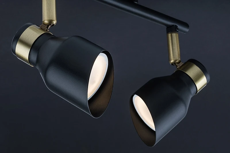 Lilou – modern ceiling light in black matt with gold elements, 250mm, 2×GU10
