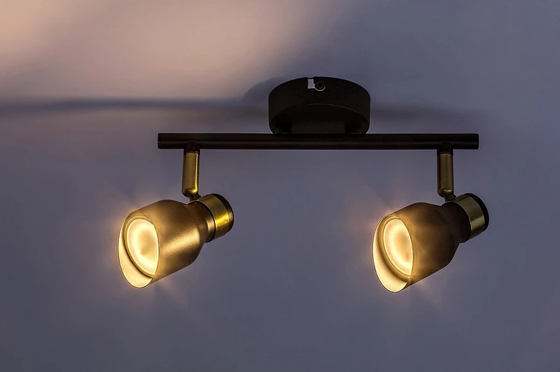 Lilou – modern ceiling light in black matt with gold elements, 250mm, 2×GU10