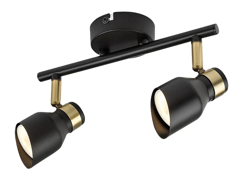 Ceiling Lights Lilou – modern ceiling light in black matt with gold elements, 250mm, 2×GU10