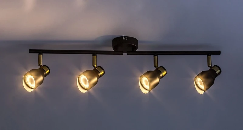 Lilou – modern ceiling light in black and gold, 4×GU10, 700mm, IP20