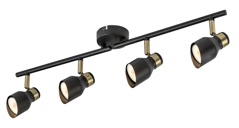 Lilou – modern ceiling light in black and gold, 4×GU10, 700mm, IP20