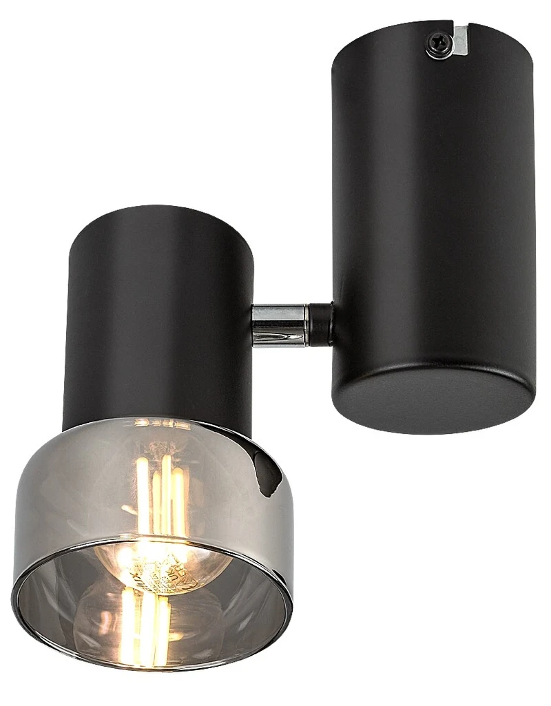 Hatice – minimalist spotlight in black with smoked glass, Ø80mm, 1×E14