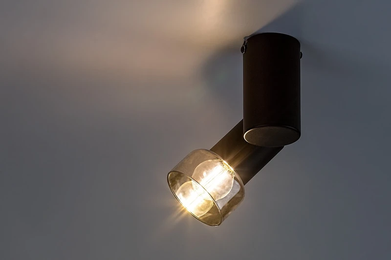 Hatice – minimalist spotlight in black with smoked glass, Ø80mm, 1×E14