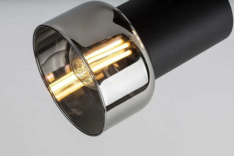 Hatice – minimalist spotlight in black with smoked glass, Ø80mm, 1×E14